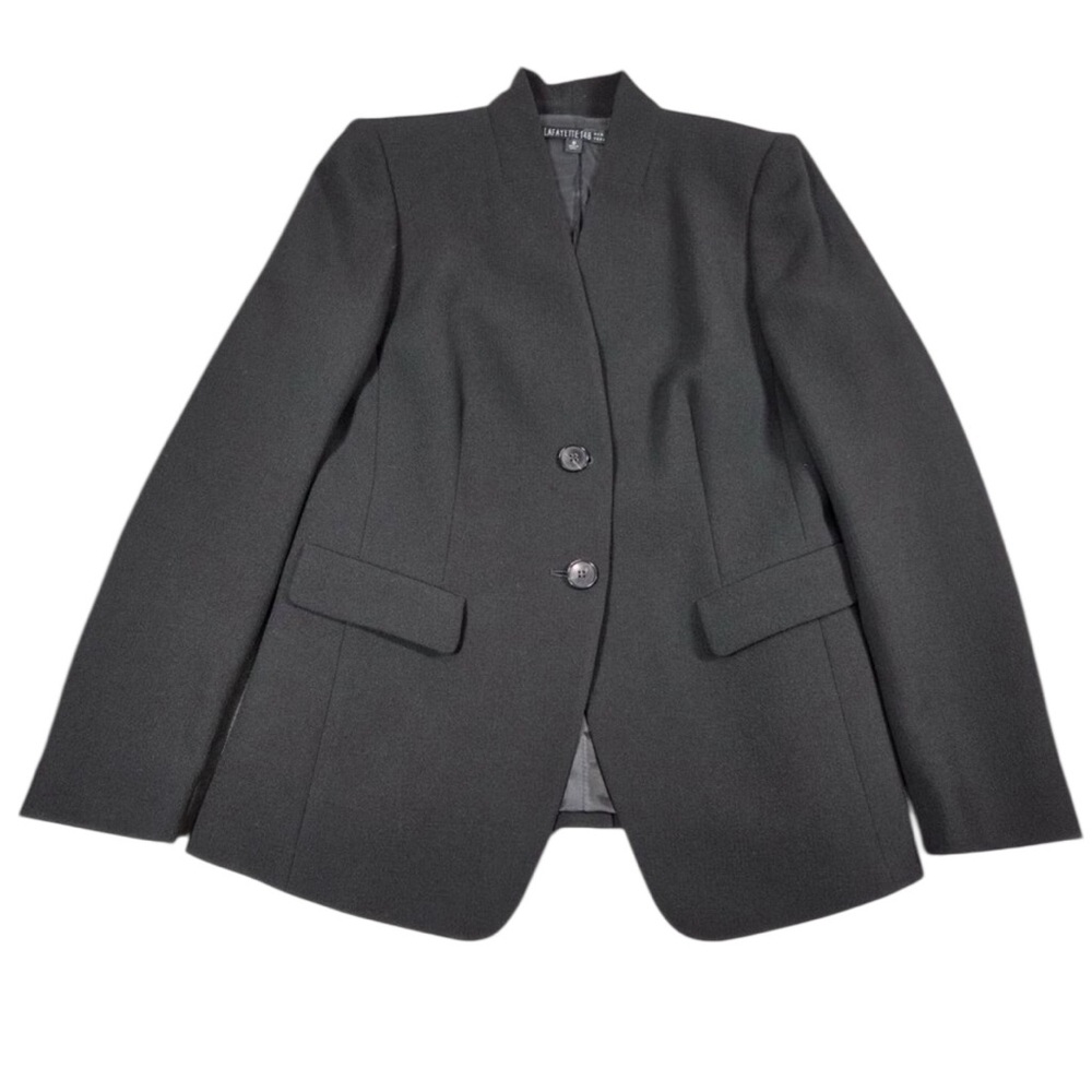 Lafayette 148 Blazer SZ 8 Black Wool Crepe Career Quiet Luxury Capsule Jacket‎